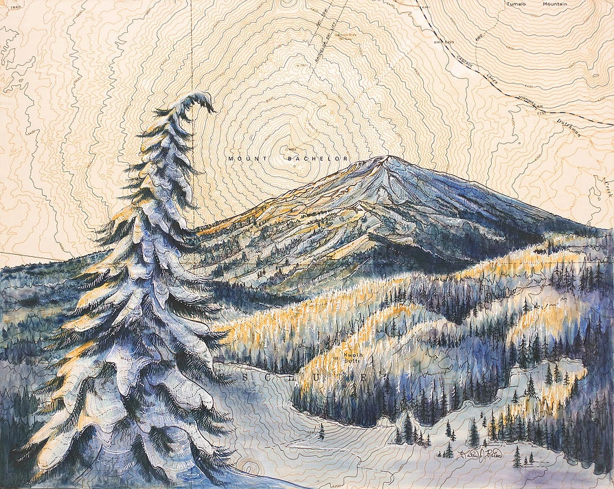 Mt. Bachelor Art Print w/ Mat - Pre Order
