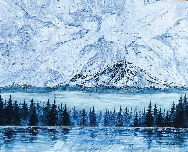 Mt. Rainier Morning Art Print w/ Mat - Pre Order
