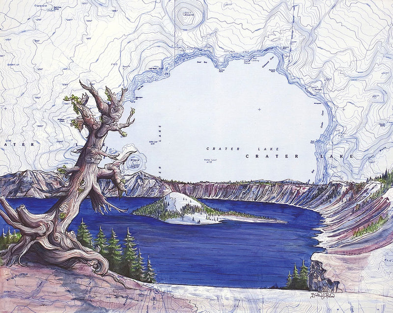 Crater Lake Art Print w/ Mat - Pre Order