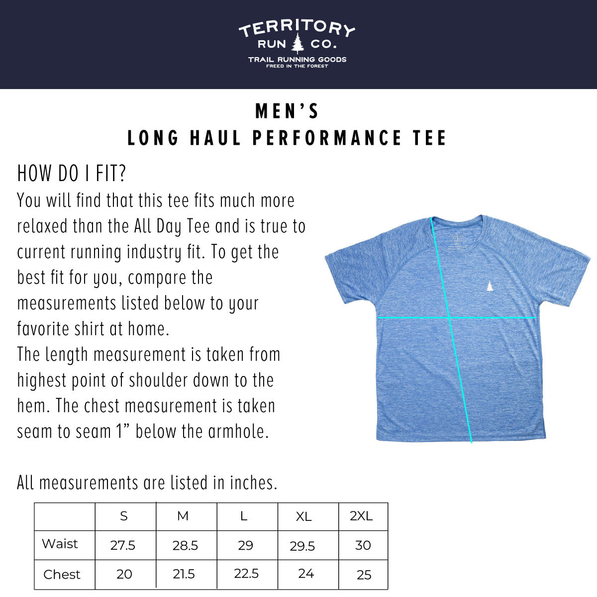 Men's Long Haul Performance Tee- Sky Blue