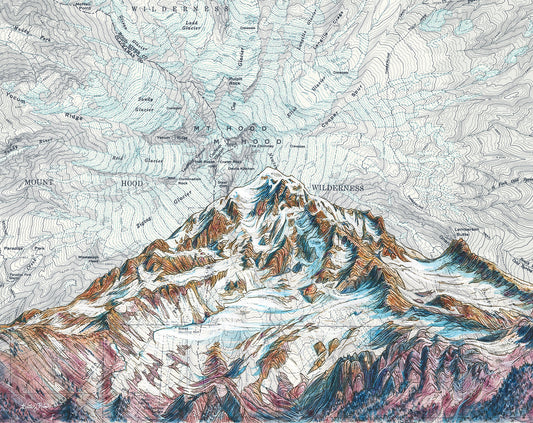 Mt. Hood Summit Art Print w/ Mat - Pre Order