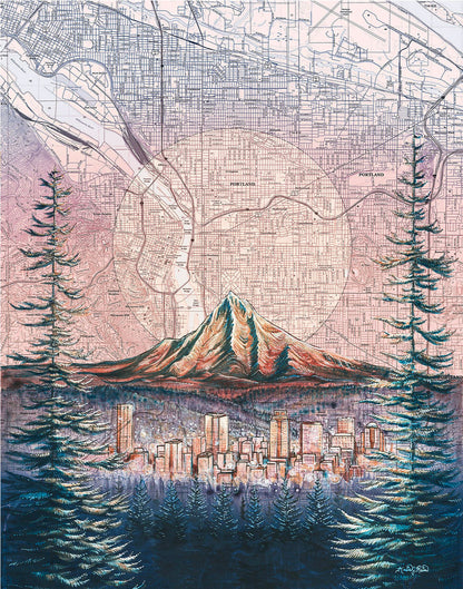 Portland Glow Art Print w/ Mat - Pre Order