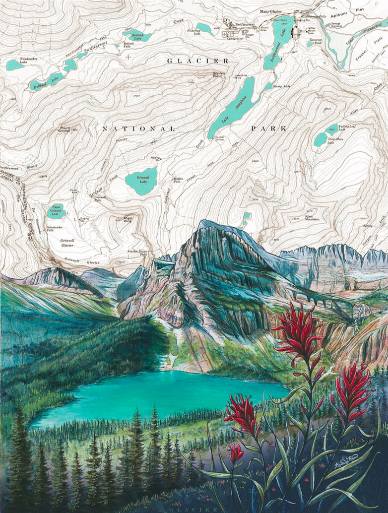 Grinnell Lake, Glacier National Park Art Print w/ Mat - Pre Order