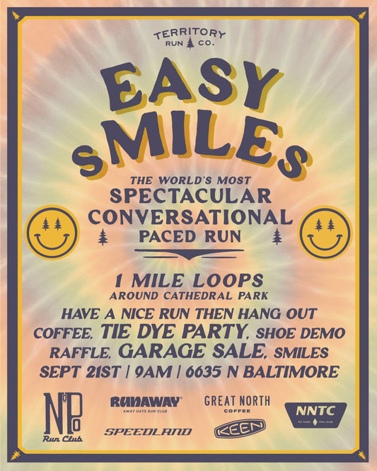 Easy sMILEs Loops & Tie Dye Party | 1 Mile Loops | Sept 21st 9am
