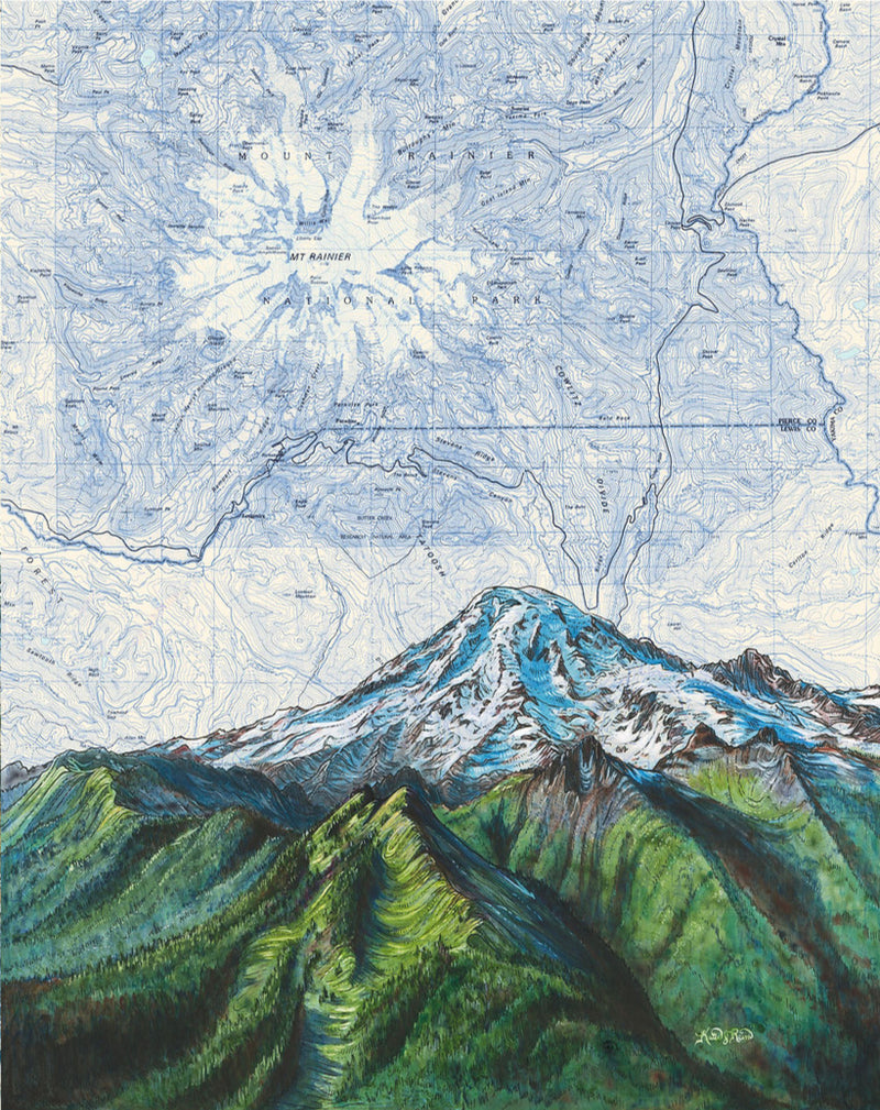 Mt Rainier above the Tatoosh Range Art Print w/ Mat - Pre Order