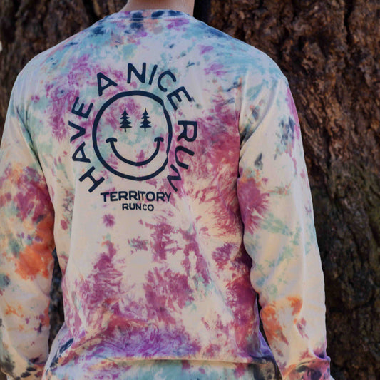 Women's Have a Nice Run LS Relaxed Flowy Tee - Custom Handmade Tie Dye | PRE-ORDER