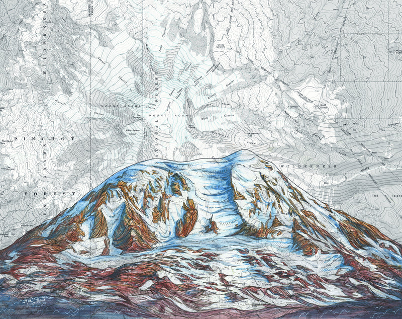 Mt. Adams Summit Art Print w/ Mat - Pre Order