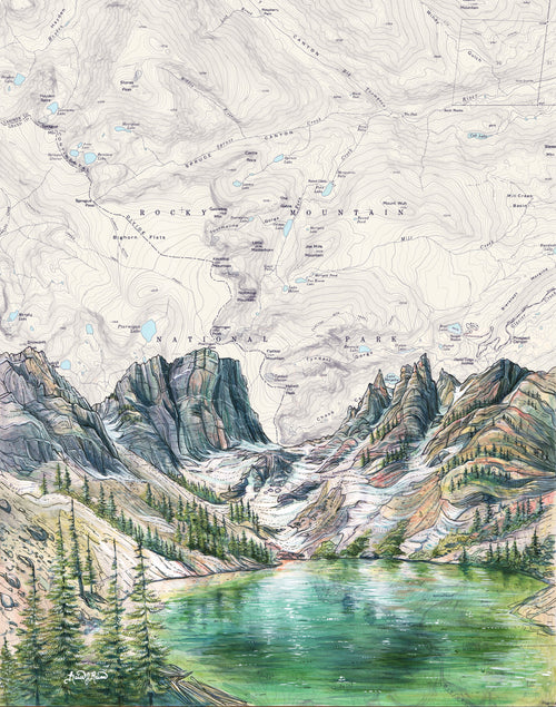 Emerald Lake, Rocky Mountain NP Art Print w/ Mat - Pre Order