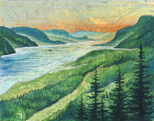 Columbia River Gorge Art Print w/ Mat - Pre Order