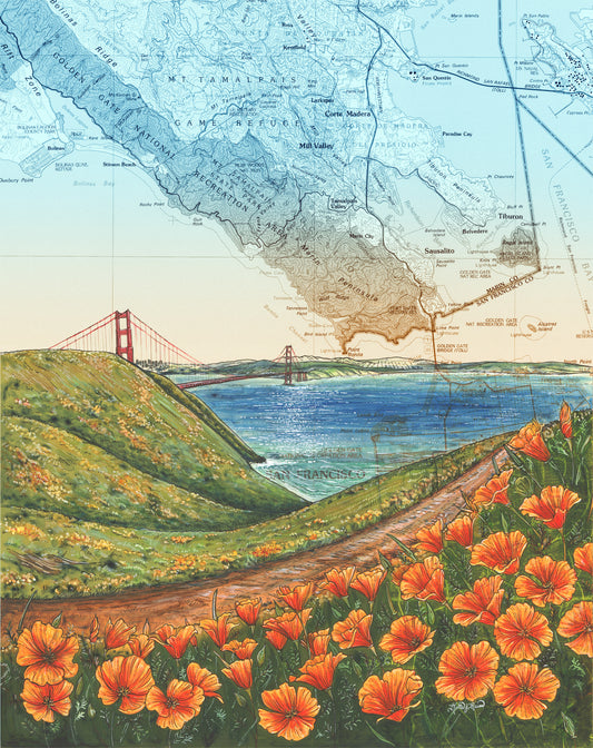 Marin Headlands Art Print w/ Mat - Pre order