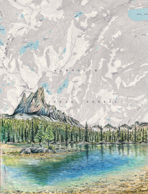 Alice Lake, Sawtooth Mountains Art Print w/ Mat - Pre Order