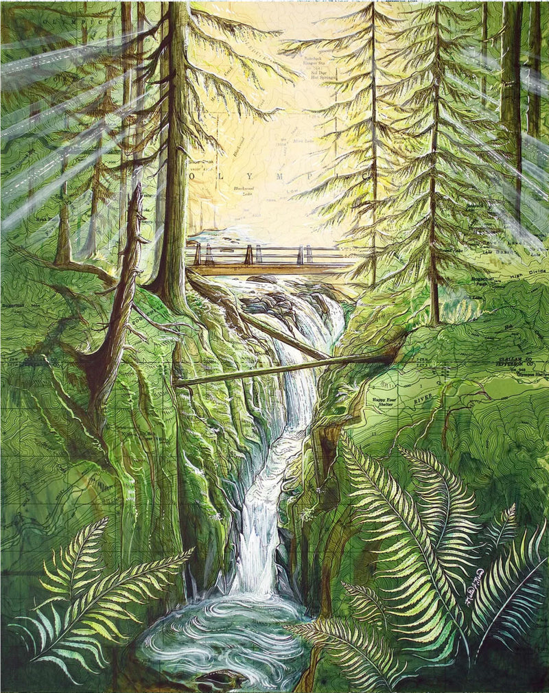 Sol Duc Falls, Olympic National Park Art Print w/ Mat - Pre Order