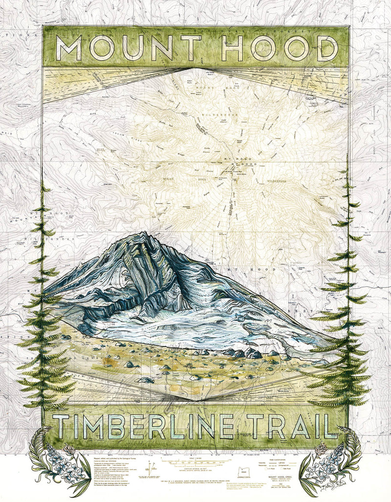 Mt. Hood Timberline Trail Art Print w/ Mat - Pre Order