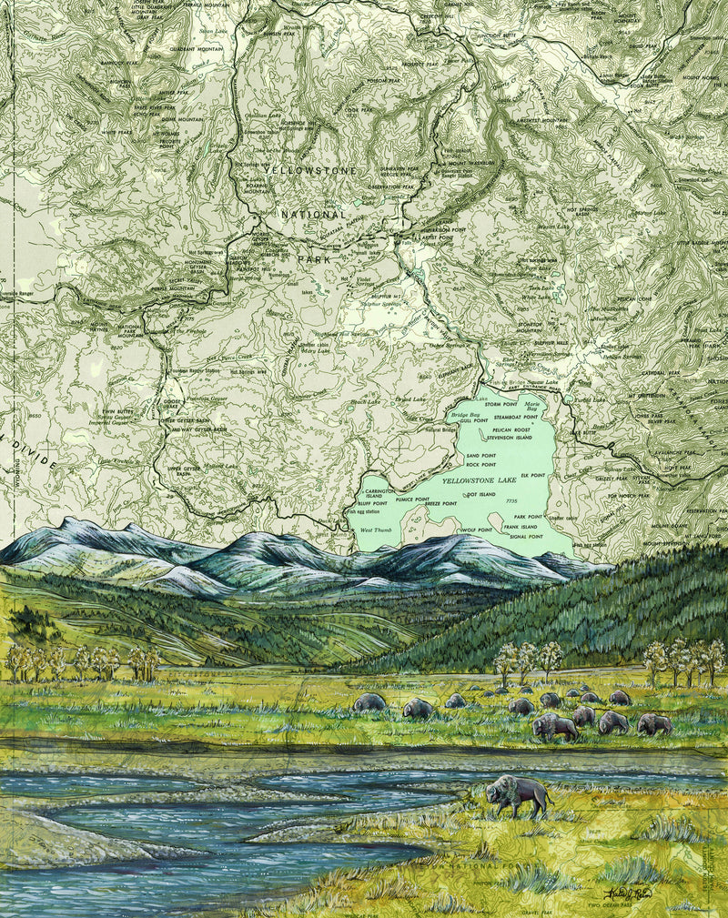 Yellowstone Art Print w/ Mat - Pre Order