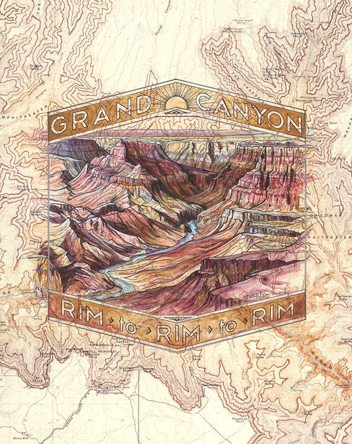 Grand Canyon R2R2R Art Print w/ Mat - Pre Order