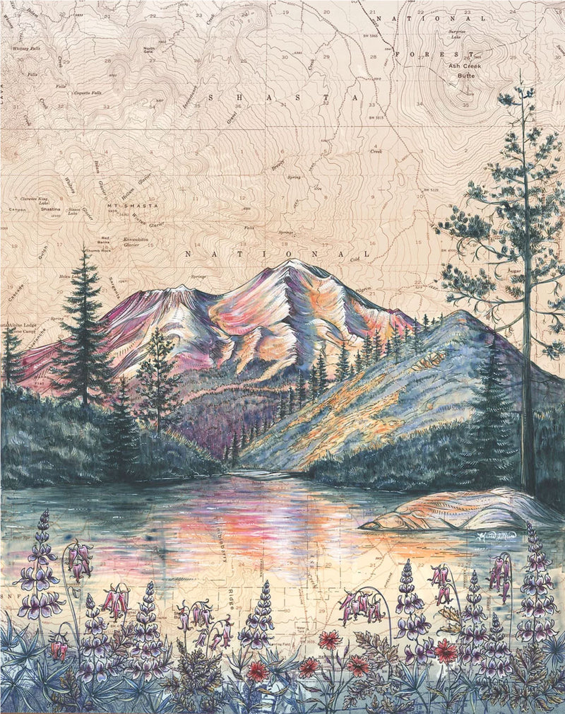 Mt. Shasta from Heart Lake Art Print w/ Mat - Pre Order
